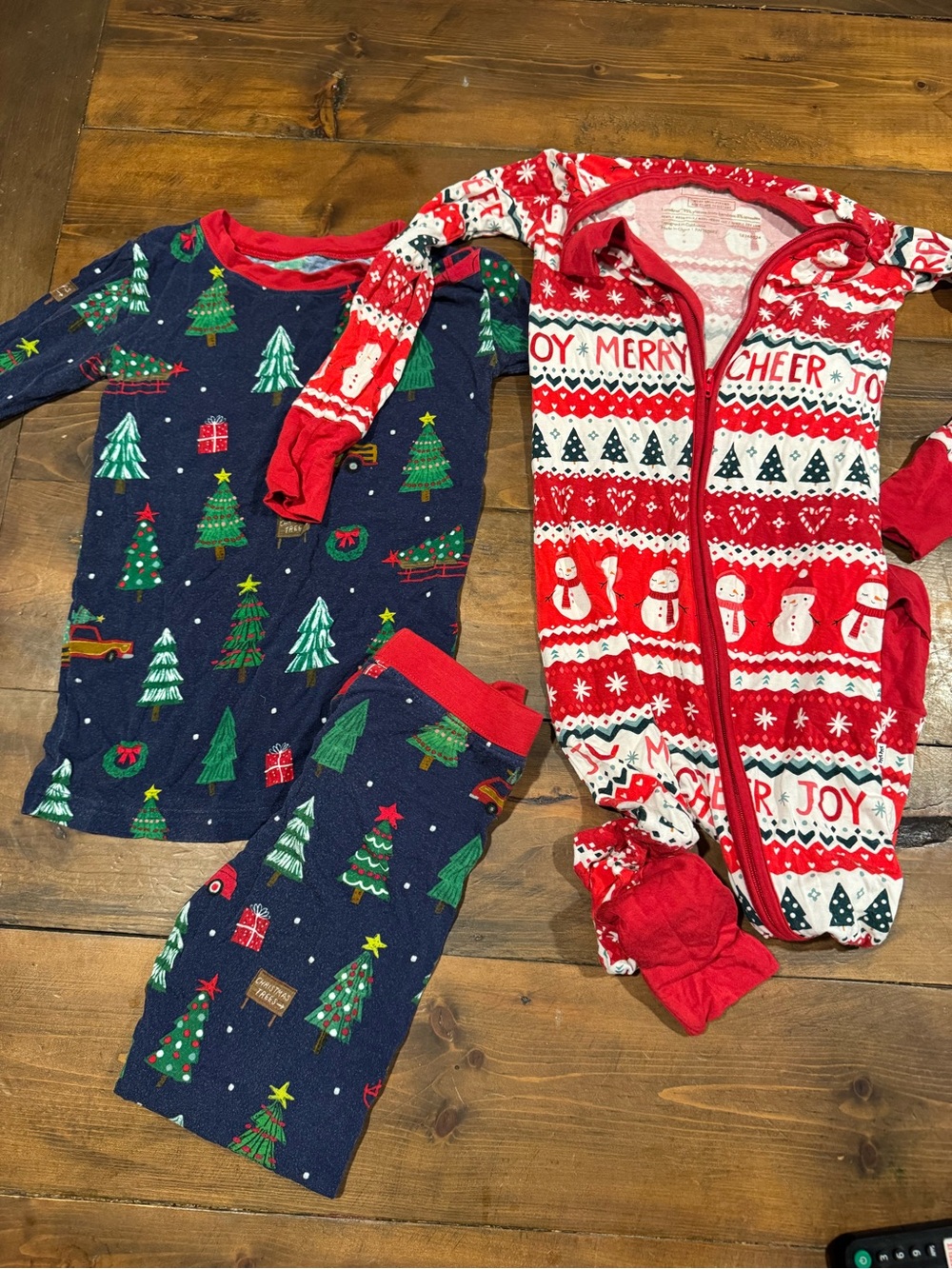 BUNDLE TWO- Little Sleepies Red & Navy Christmas Tree 3T Snowman Pajama Set 4T